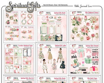 Spiritual Gifts Bible Journaling Kit: Vintage Ladies, Mixed Media, Travelers Notebook (Digital & Printable)