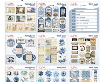 Kit diario di Natale • Materiale effimero stampabile di Natale blu (PDF)