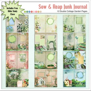 Diario dei rifiuti semina e raccogli o Diario del tesoro. Tema del giardino cottage dell'acquerello. Kit coordinato disponibile con oltre 250 elementi! Mappatura dei versi.