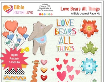 Love Bears All Things Bible Journal 1 Corinthians 13 for Bibles or dex cards BOTH Digital Kit and Printable