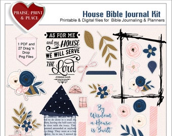 House Bible Journal Kit: Both Printable and Digital Navy and Pink with Bible Dex Card (Memory Dex Card)