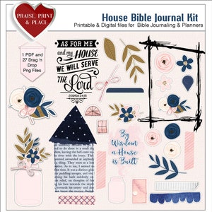 House Bible Journal Kit: Both Printable and Digital Navy and Pink with Bible Dex Card (Memory Dex Card)
