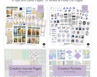 Kit diario Vintage Creation Junk / Christian Ephemera, etichette (pacchetto PDF stampabile)