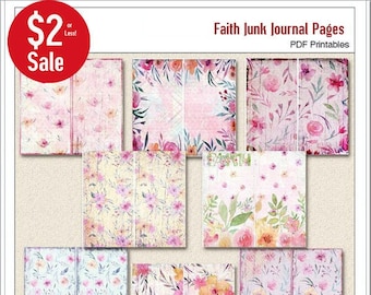 Junk Journal Pretty Floral Travelers Notebook Backgrounds in Printable PDFs for Bible Journaling