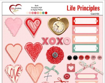 Life Principles Flower Elements Digital & Printable for Bible Journaling, Dex Cards