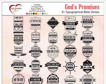 31 versetti della Bibbia sul tema delle promesse di Dio in PDF stampabili, PNG digitali