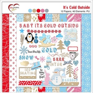 Baby its Cold Outside Digital Scrapbooking Kit 12 Papers 46 Elements