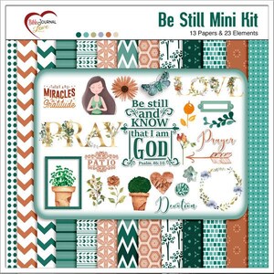 Be Still Bible Journaling Kit, Praying Girl, Papers and Elements (Digital Download)