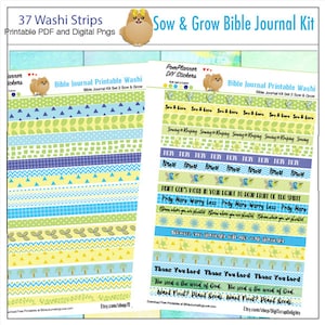 Kit diario biblico stampabile e digitale Semina e coltiva strisce Washi stampabili e digitali. Stampa carta adesiva o PNG Trascina e rilascia PSE