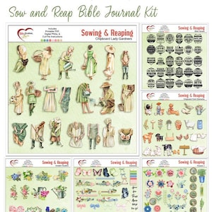 Kit scheda memoria Dex per diario biblico Semina e raccogli, fattoria, clip art da giardino 30 versetti biblici SIA digitali che stampabili.