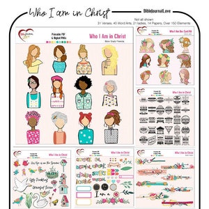 Wie ik ben in Christ Bible Journaling Kit met 30 Bijbelverzen en Bijbelstudieklasoptie