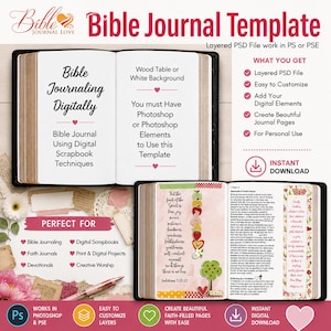 Layered Template for Bible Journaling Digitally with Photoshop or Photoshop Elements PSD File