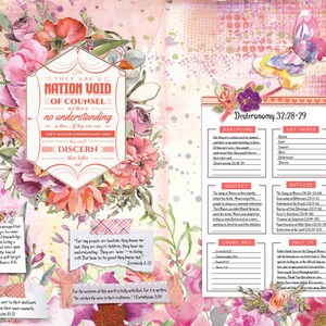 Watercolor Floral Junk Journal Pages: Pink, Orange, Purple (PDF) image 2