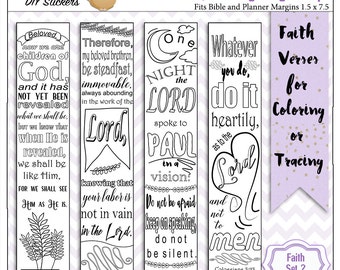 Coloring Bible Journaling Strips: Faith Verses, Planner Decoration (PDF)