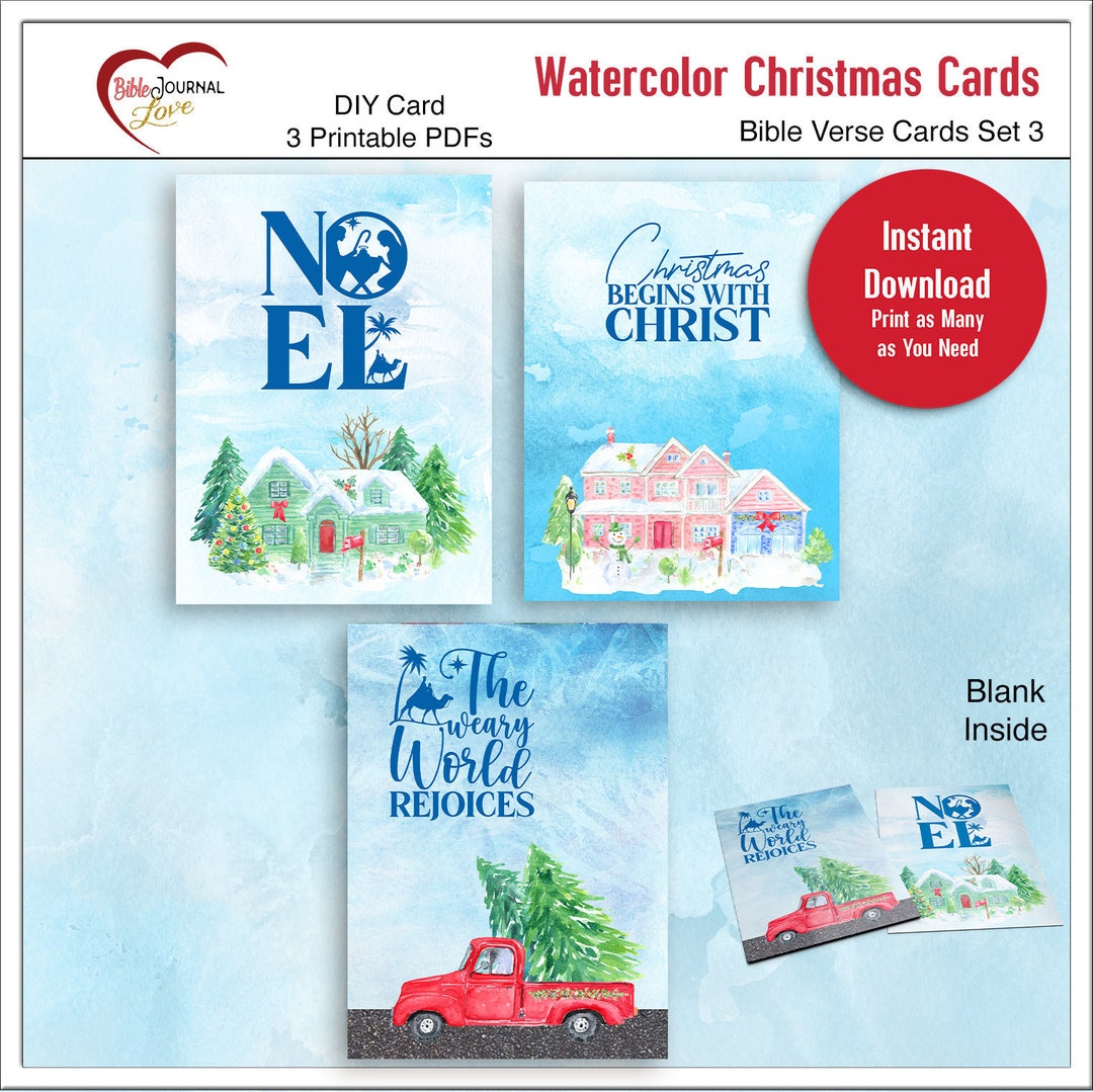 3 Printable Christian Christmas Card Verses: DIY You Print Pdfs From ...