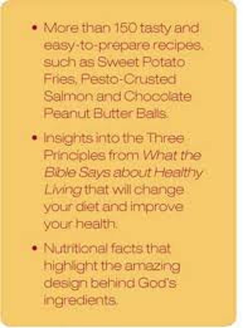 What the Bible Says about Healthy Living Cookbook eBook Etsy