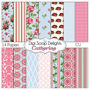 Vintage Rose Scrapbook Paper Bundle Shabby Chic Style for Digital Scrapbooking & Crafts, Instant Download image 4