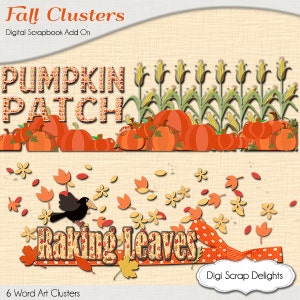 Autumn Cluster Word Art, Fall Wreath, Pumpkin Patch, Raking Leaves, Fal Fun, Fall Teacher Clip Art, Birthday Ideas image 3