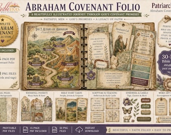 Abraham Folio Bible Journal Kit, Scripture Pockets and Tags (PDF & PNG), Genesis