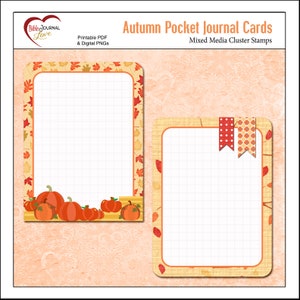 Fall Pocket Journal Cards Set2 3x4 Autumn Project Life Style Type in Red, Orange, Owl, Fox Pocket Cards, Printable image 3