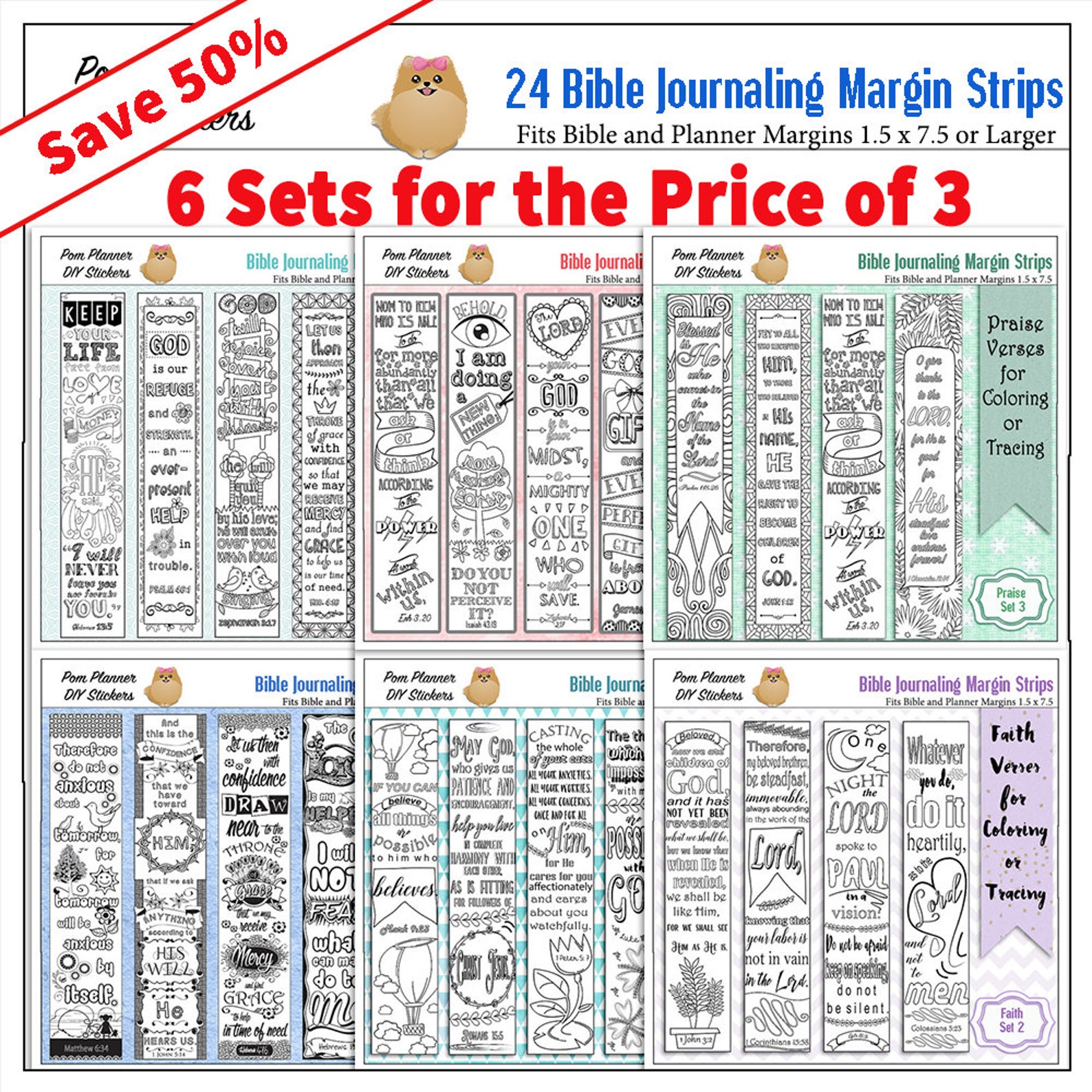 Save 50% Bible Journaling Margin Strips 24 Printable Coloring - Etsy