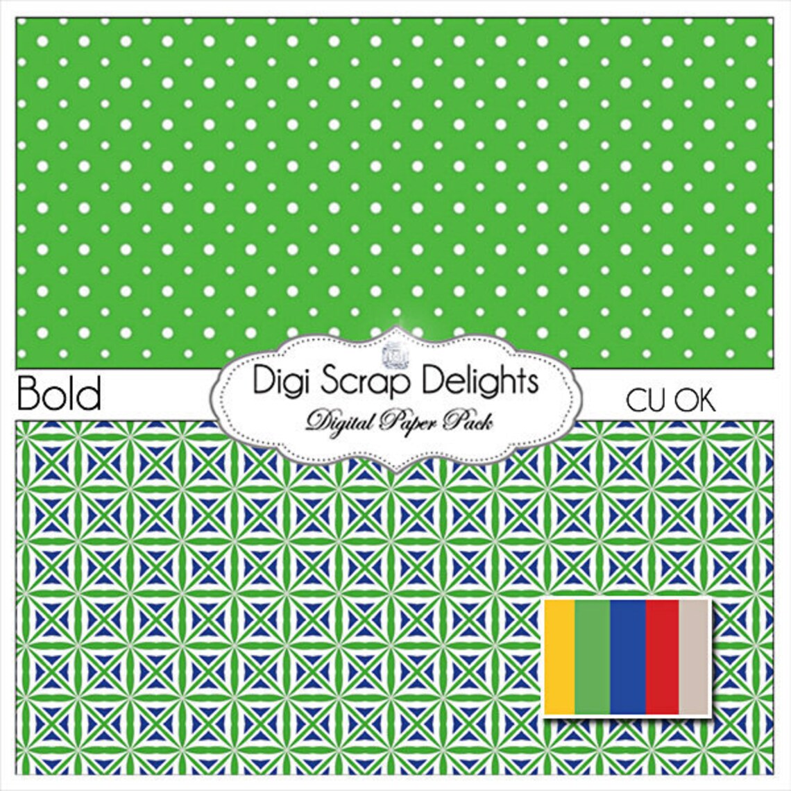 Bold Primary Colorsscrapbook Paper in Red Yellow Blue Green | Etsy