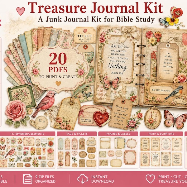 Printable Treasure Journal Kit: Vintage Ephemera (Digital Download)
