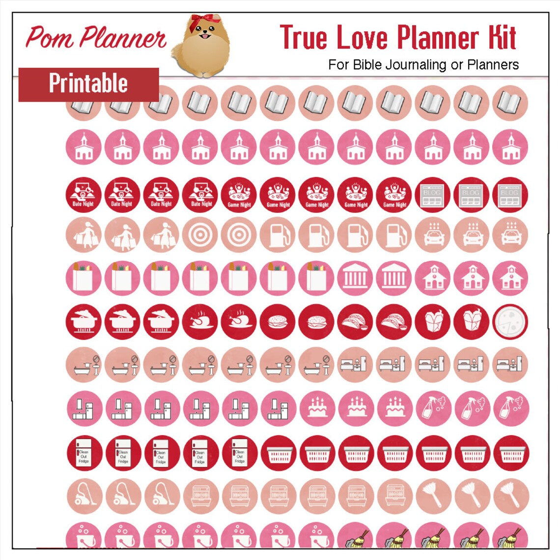 Feburary Planner Kit True Love Printable Planner Stickers Kit | Etsy
