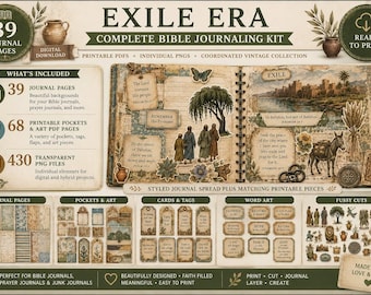 Exile Era Bible Journaling Kit | Christian Junk Journal Printable | 68 PDF Pages | 430 PNG Files