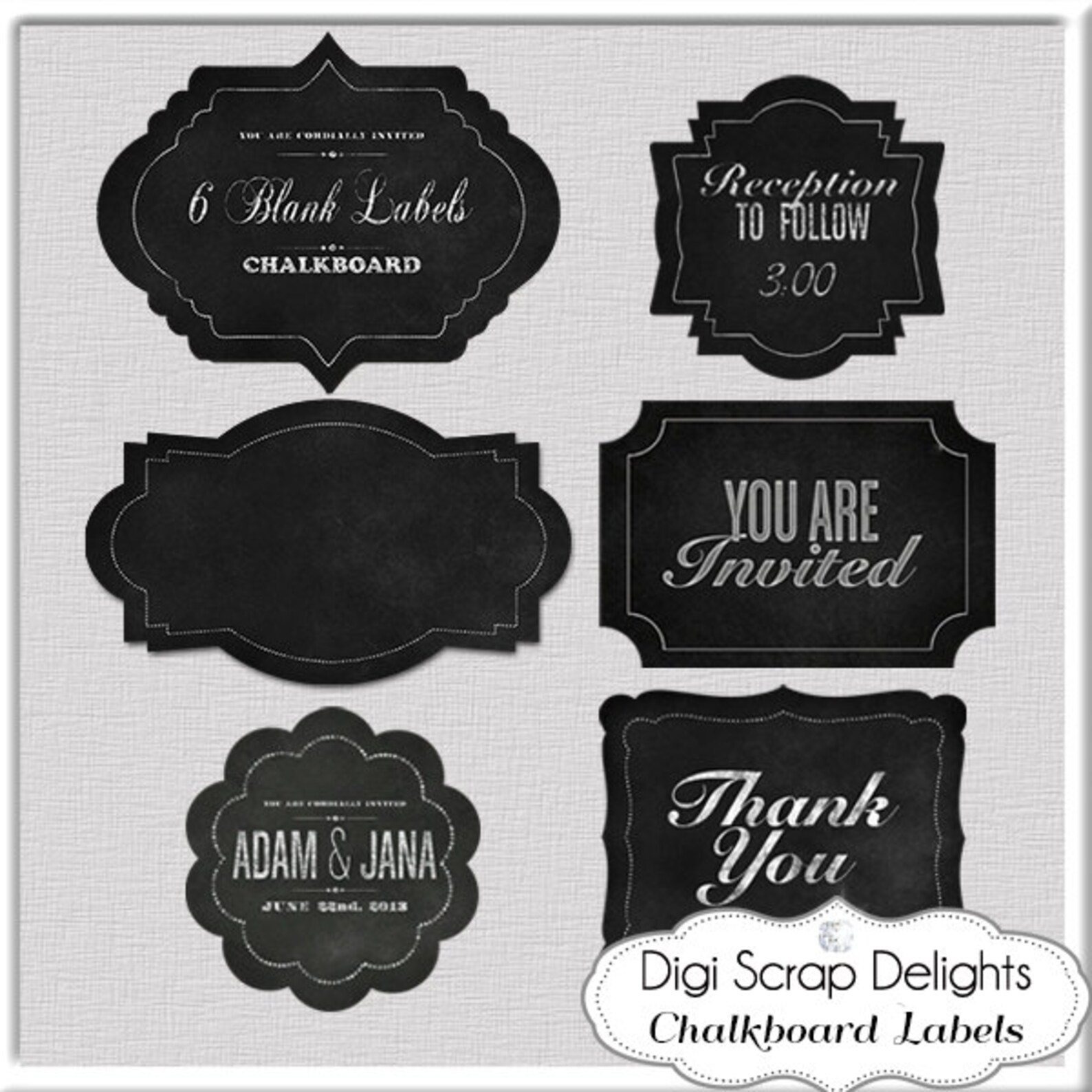 Digital Chalkboard Labels // Blackboard Clip Art Clipart // Etsy