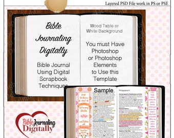 Layered Template for Bible Journaling Digitally with Photoshop or Photoshop Elements PSD File