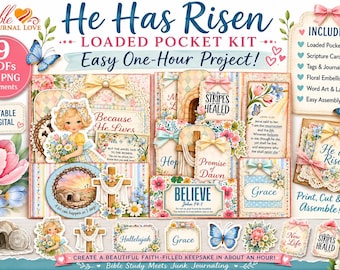 Resurrection Loaded Pocket Kit, Easter Bible Journaling Ephemera (Digital Download)