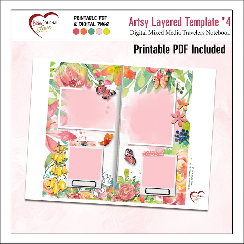 Artsy Layered Travlers Notebook Template No 4 Botanical Etsy Artsy Layered Travlers Notebook Template No 4 Botanical Etsy