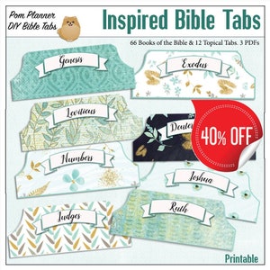 Printable Bible Tabs: Teal Floral Patterns (PDF Download)