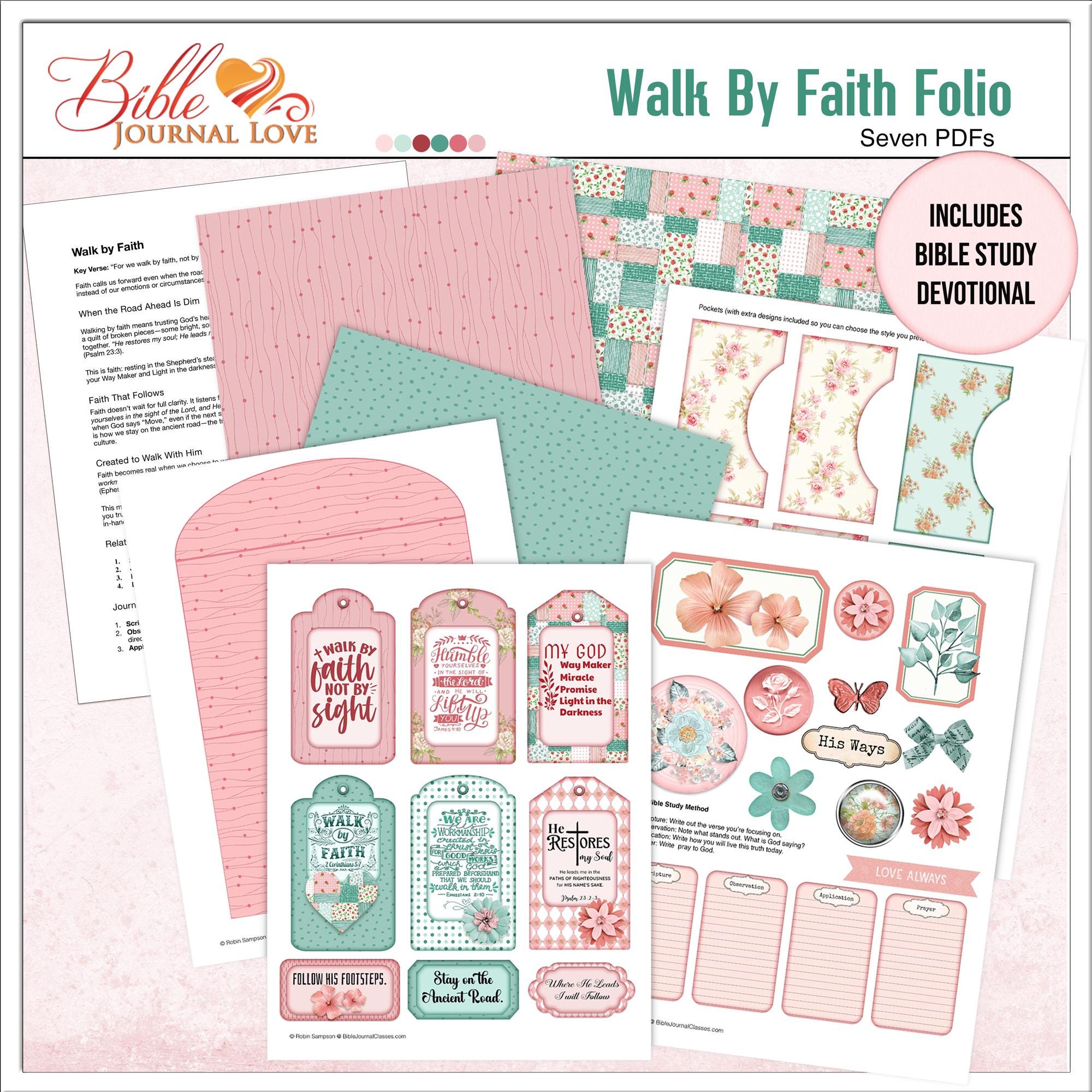 Walk by Faith Bible Journal Kit | Scripture Tags & Pockets, Junk ...
