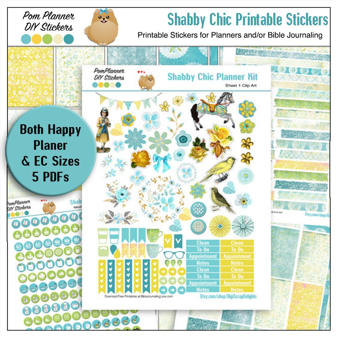 50% off Planner Kit Shabby Chic Printable Planner Stickers or Bible ...