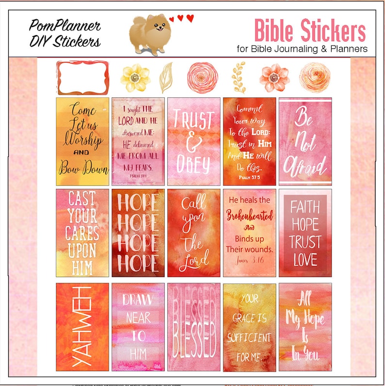 bible journal stickers digital watercolor christian planner etsy