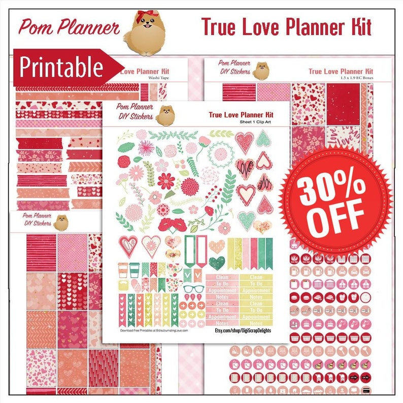 Feburary Planner Kit True Love Printable Planner Stickers Kit - Etsy