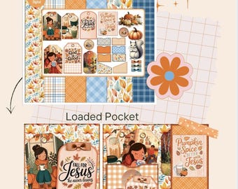 Kit di diario tascabile Fall for Jesus: materiale autunnale, etichette, tasche (PDF e PNG)