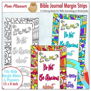 Printable Coloring Bible Journaling Margin Strips Zentangle for Wide ...