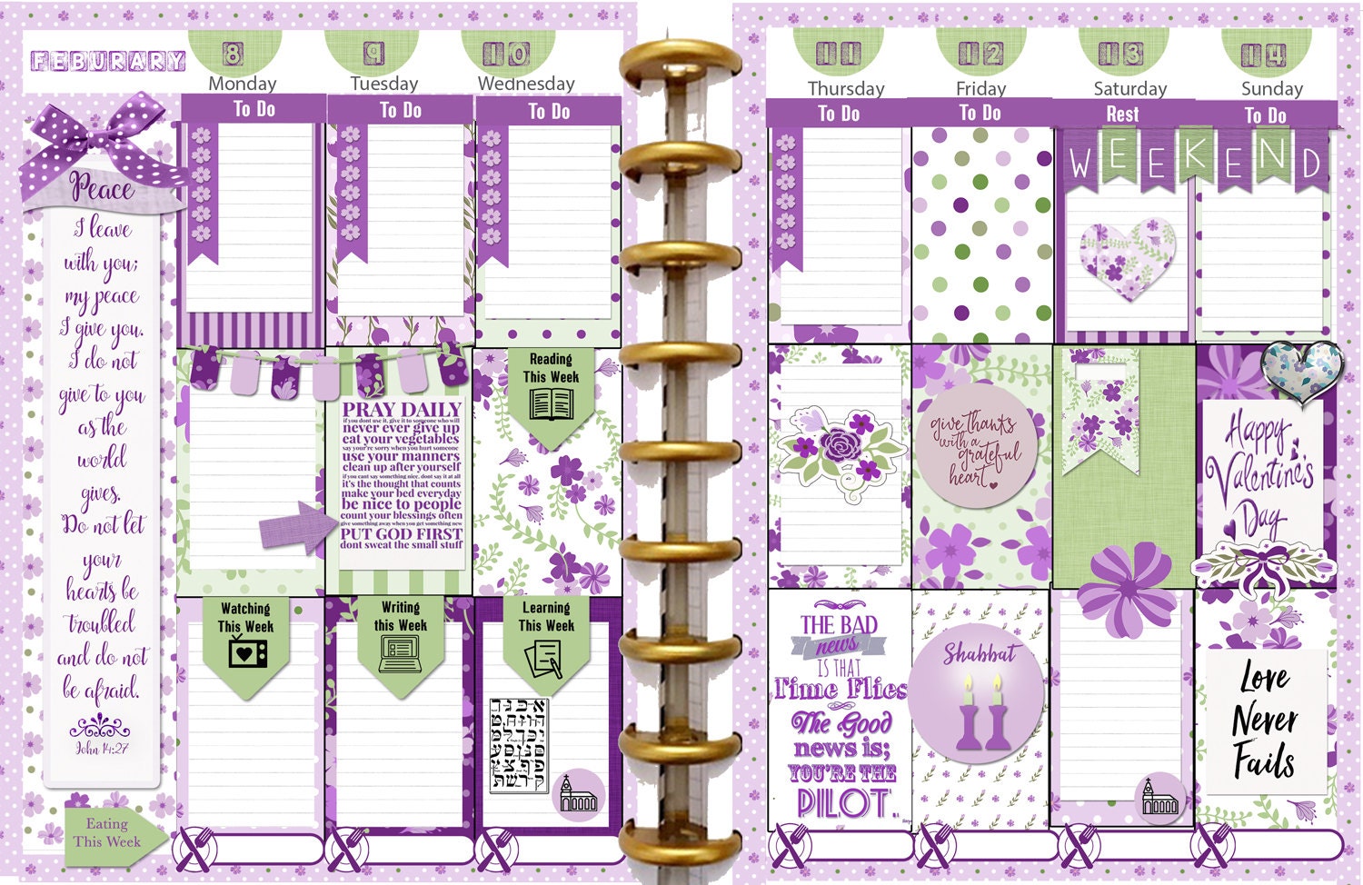 Planner Kit Purple Violet Printable Stickers / 5 Pdf Clip | Etsy