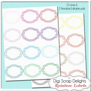 Digital Labels in 22 Popular Colors// CUOK // Scrapbooking Doodle Frames / Clip Art Clipart / Craft DIY Invitations / Commercial Use image 3