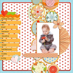 Kit de scrapbooking numérique Le monde merveilleux en rouge, orange, rose, vert. Papiers numériques, clipart numérique, tenue d'un journal biblique image 4