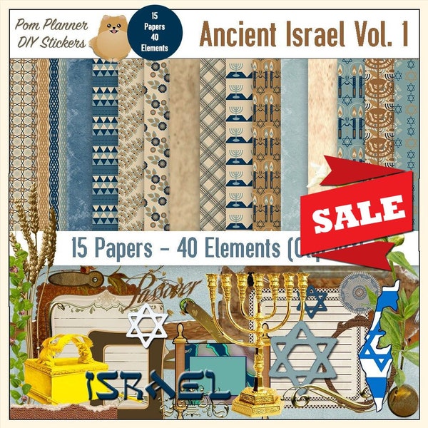 Bible Scrapbook Kit Vol 1 Israel Digital Clip Art for Bible Journaling