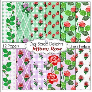 Shabby Chic Rose Digital Paper: Vintage Floral Scrapbook (Instant Download)