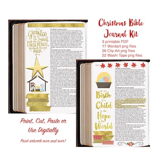Christmas Bible Journal Kit Printable Christian Stickers for Bible ...
