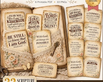 33 Scripture Scraps, Bible Verses and Junk Journaling: Both Digital and Printable