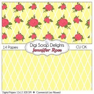 SALE 1.75 Jennifer Vintage Rose Digital Papers Cath Kidson, Shabby Chic Style, Instant Download, for Digital Scrapbooking, Card Making image 4