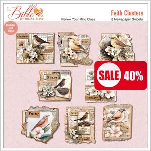 Vintage Faith Word Art Paper Clusters: Christian Junk Journal Ephemera (Digital & Printable Download)