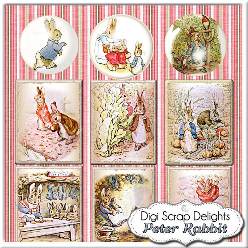 SALE Peter Rabbit Digital Scrapbook Kit, Instant Download, Beatrice Potter Clip Art, Baby Showers, Invites, Birthday image 3